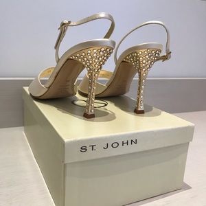 St. John Gold Satin Sandals - Brand New